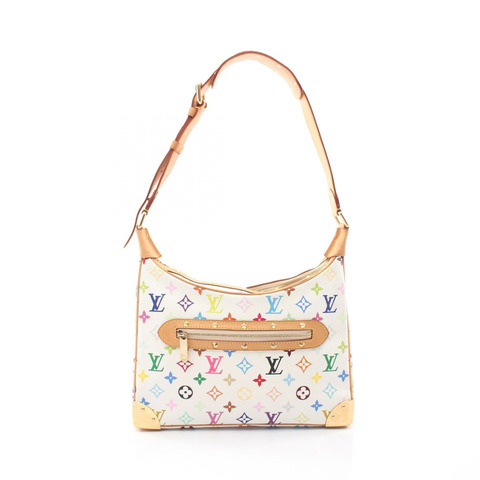 路易威登 Boulogne Monogram Multicolor Blanc 肩背包 M92660 PVC塗層帆布皮革 白色 二手 女士