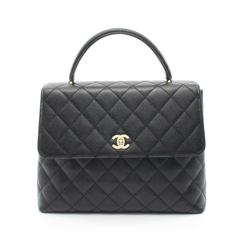 香奈兒 (CHANEL) Matelasse 頂部手柄手提包 A12397 小牛皮 黑色 二手 女士 金色五金