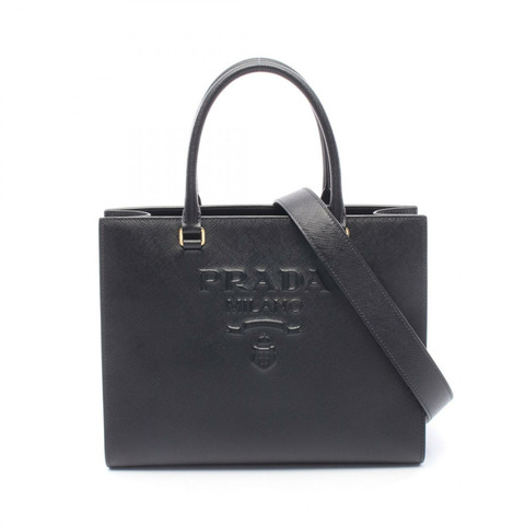 PRADA SAFFIANO LUX 2WAY 單肩手提包 1BA337 Saffiano 皮革 黑色 二手