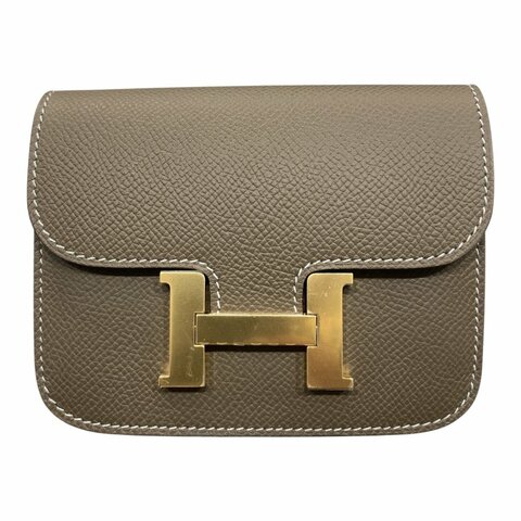 HERMES 愛馬仕 PFEUILLE CONSTANCE SLIM BICO 大象灰 金釦