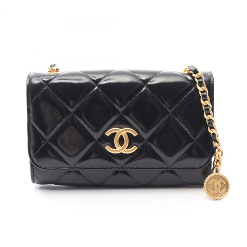 香奈兒 (CHANEL) 絎縫鏈條肩背斜背包 AP2814 皮革 黑色 二手 金色五金