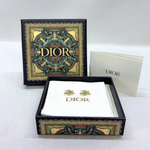 DIOR Evolution金色鑲鑽字母耳環