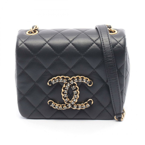 香奈兒 (CHANEL) 絎縫鏈條斜背包 AS2599 羊皮黑色 二手 金色五金