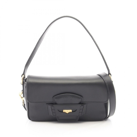 Miu Miu 精緻小牛皮 Penny 兩用手提包 5BD270 黑色二手女款