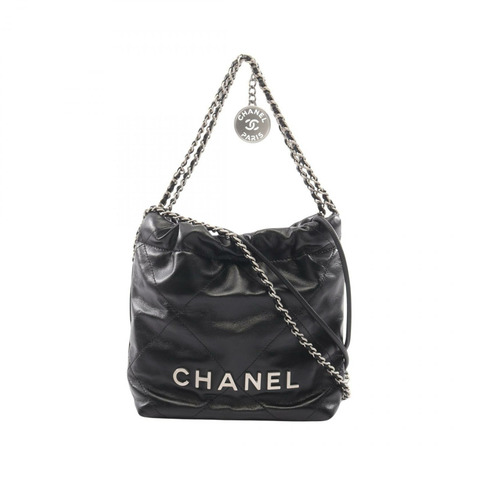 香奈兒 (CHANEL) 22 迷你鏈條斜背包 AS3980 黑色皮革 二手 SHW