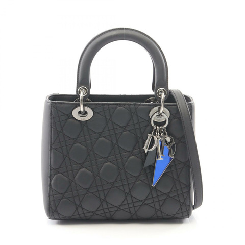 Dior LADY DIOR Christian Dior Cannage 2WAY 手提包 黑色皮革二手女款