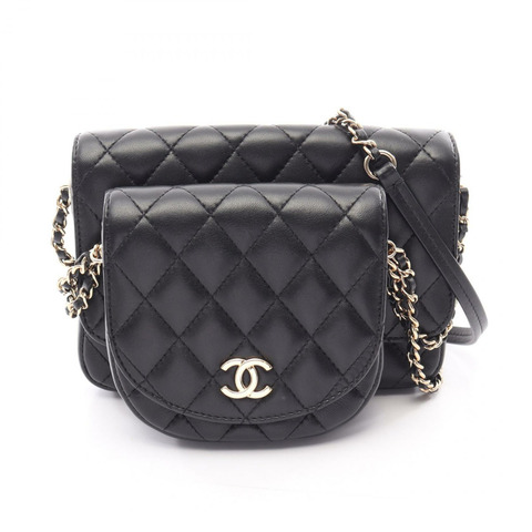 香奈兒 (CHANEL) 絎縫鏈條單背包 AS0545 羊皮黑色金色五金二手女款
