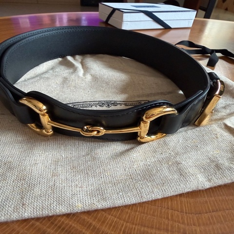 Gucci Horsebit 馬銜鍊寬版皮帶（Horsebit Leather Belt）。
