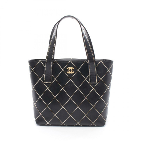 香奈兒 (CHANEL) 野性縫線托特包 A18126 黑皮 GHW 二手 女士 CC Logo