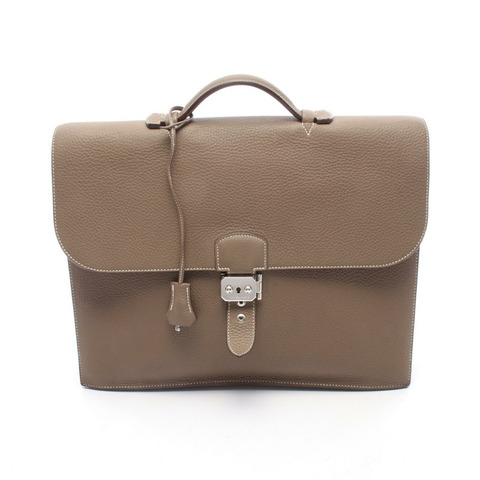 愛馬仕 Sac a depeche 38 商務手提包 H063012CK8F 皮革 灰色 SHW 二手 N
