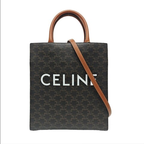 CELINE CABAS CELINE 小號 深棕色塗層帆布凱旋門