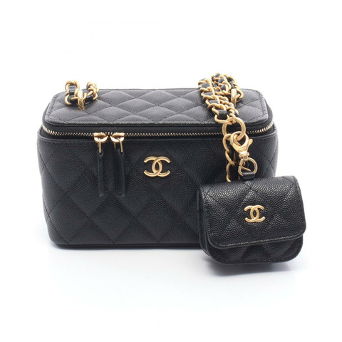 香奈兒 (CHANEL) Matelasse Vanity Chain 肩背包 AP3376 小牛皮 黑色 GHW 二手 CC
