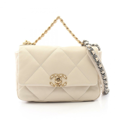 CHANEL 19 dix-neuf 馬特拉斯鏈單肩斜背包 AS1160 小羊皮 米色