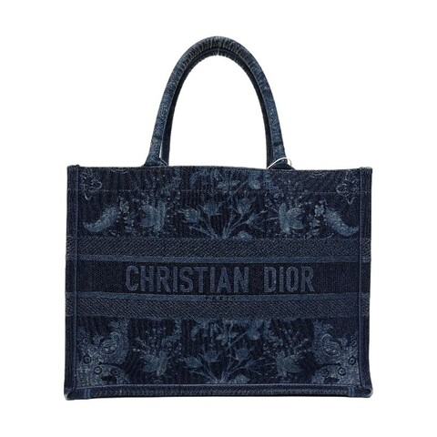 DIOR Book Tote 小號 藍色牛仔布刺繡手提包