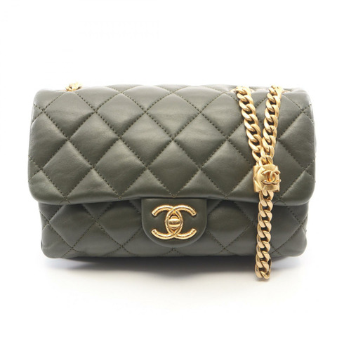香奈兒 (CHANEL) 絎縫單肩包，羊皮（綿羊皮），卡其色，二手女款