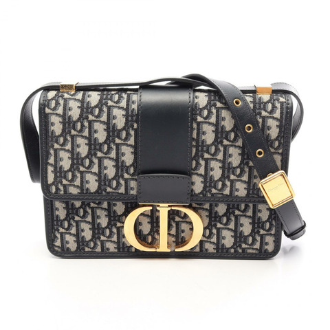 Dior 30 MONTAIGNE Oblique 肩背包 M9203UMOS 帆布皮革 米色 海軍藍 二手 女士