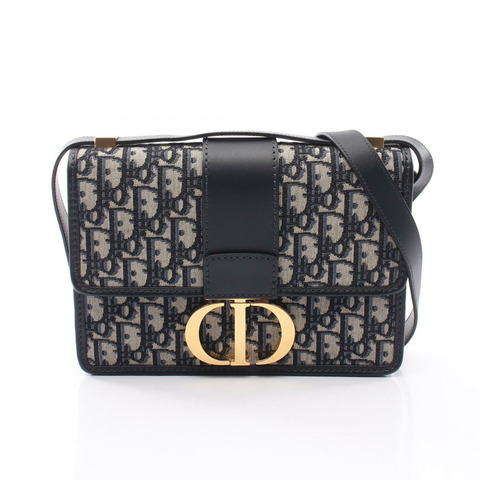 Dior 30 MONTAIGNE Oblique Jacquard 肩背包 M9203UTZQ_M928 帆布皮革海軍藍米色二手女款