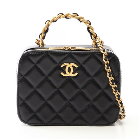 香奈兒 (CHANEL) 絎縫化妝單肩包 AS3318 羊皮（綿羊皮）黑色二手女款