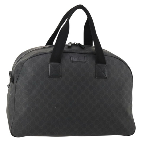 GUCCI GG Supreme 波士頓包 PVC 黑色銀色 正品 188355A