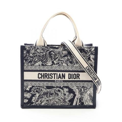 Christian Dior BOOK 小號 Toile de Jouy 反面刺繡斜背托特包