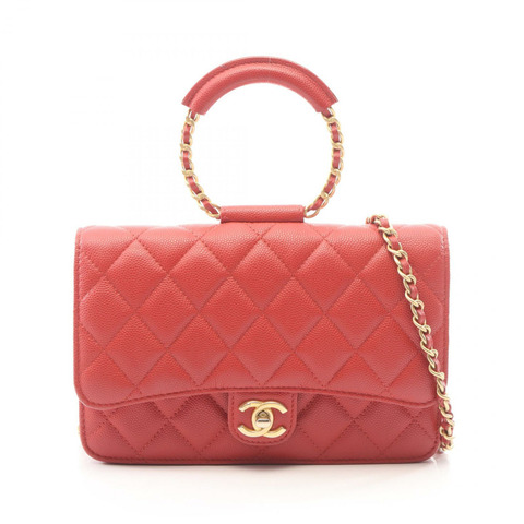 香奈兒 (CHANEL) Matelasse Loop Handle 2WAY Shoulder Bag Grained Calfskin leather 紅色 二手 女士