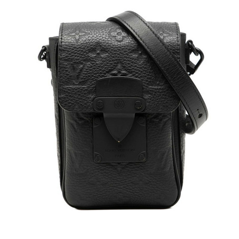 路易威登 Monogram Taurillon S-Lock 直式可穿戴式皮夾斜背單肩包 N81524 黑色皮革 男士 LOUIS VUITTON