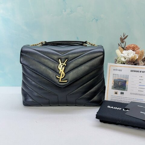 YSL Loulou 絎縫牛皮鏈帶翻蓋肩背包