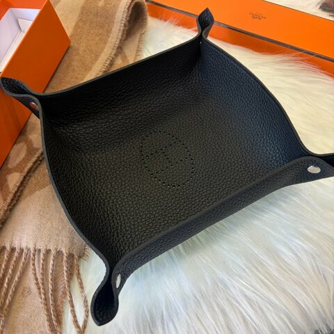 HERMES 25x25 Evelyne置物盤 黑色 W刻