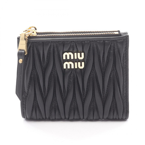 Miu Miu MATELASSE'MIU Matelasse 雙折錢包 5ML024APPPF0002 皮革黑色全新