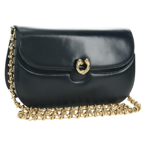 GUCCI 鏈條單肩包 皮革 海軍藍 金色 004 406 0473 正品 ep15047V