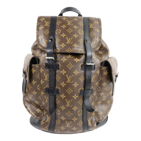 LOUIS VUITTON Monogram Macassar Christopher MM銀扣背包