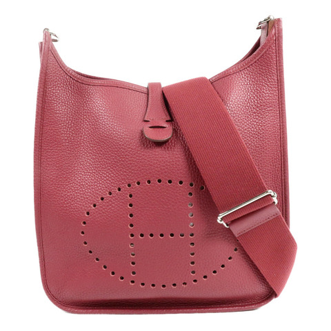 HERMES Clemence皮革Evelyne PM肩背袋Rubis