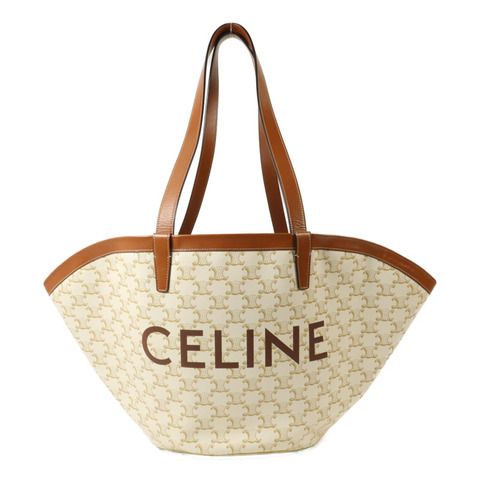 CELINE 牛皮皮革/塗層帆布Triomphe Couffin手挽袋