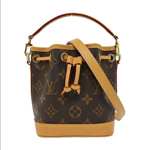 LOUIS VUITTON NOÉ Nano 棕色塗層帆布老花水桶包單肩包手提包斜挎包