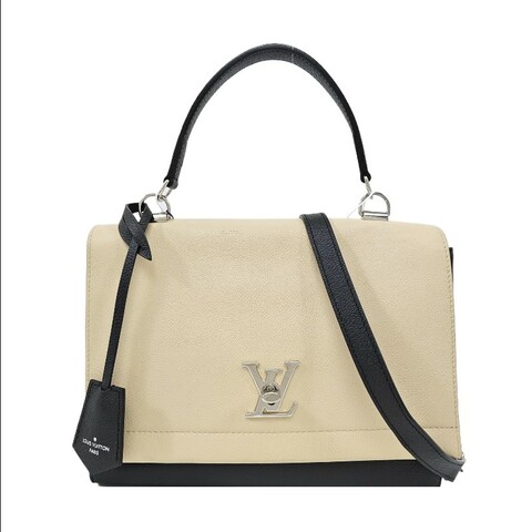 LOUIS VUITTON LOCKME 拼色牛皮肩背手提包 銀色五金