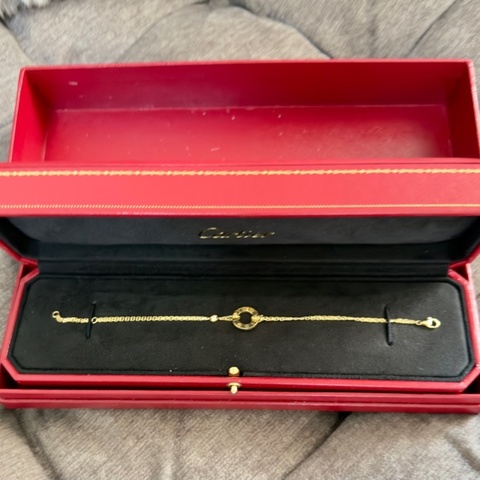Cartier 卡地亞18K黃金單鑽經典Love手鏈-19.5公分