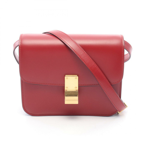 CELINE 經典 Teen Box 單肩斜背包 紅色皮革 GHW 二手 女款
