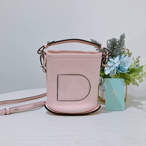 TK2092	Delvaux 德爾沃迷你兩用包包 Pin Mini Bucket Bag Pink x PHW Calfskin