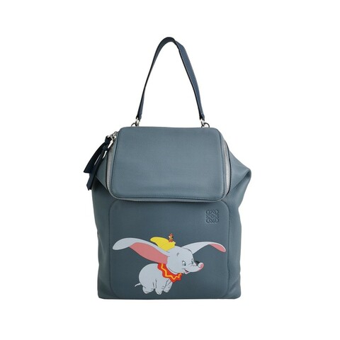 Loewe 迪士尼联名款Goya牛皮小飞象图案压纹Logo拉链双肩包