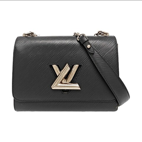 LOUIS VUITTON TWIST 黑色EPI牛皮水紋單肩包斜挎包手提包 銀色五金