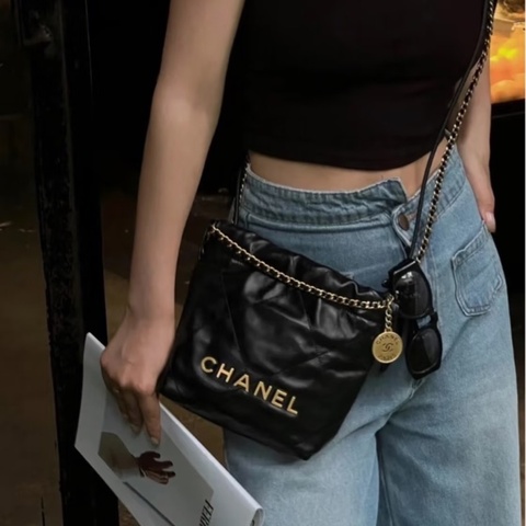 ෆ Chanel 22bag mini黑金垃圾袋