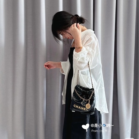 ෆ Chanel 22bag mini黑金垃圾袋新款✨可拆肩帶❗️