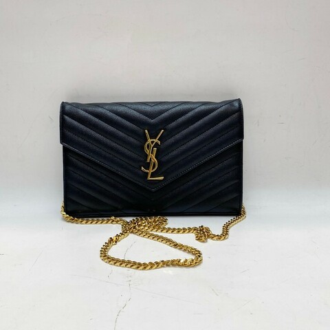 YSL圣罗兰LE Monogramme黑金中号信封包14*22*2