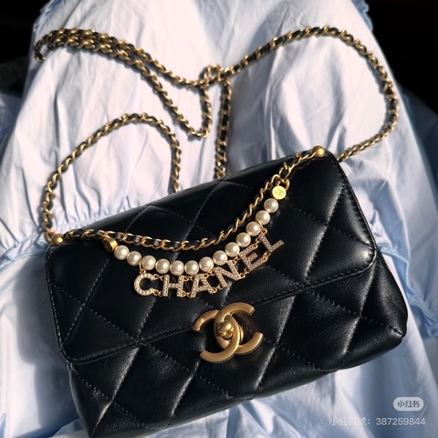 ෆ Chanel 24A手工坊 珍珠鏈條方胖