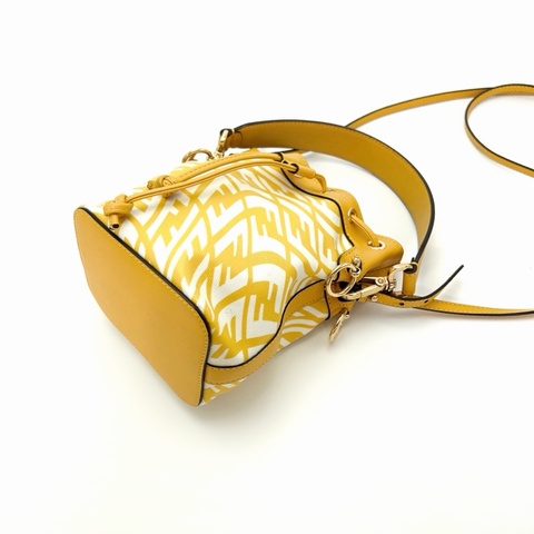 【威選精品】💛 FENDI Mon Tresor 黃色雙F抽繩水桶包