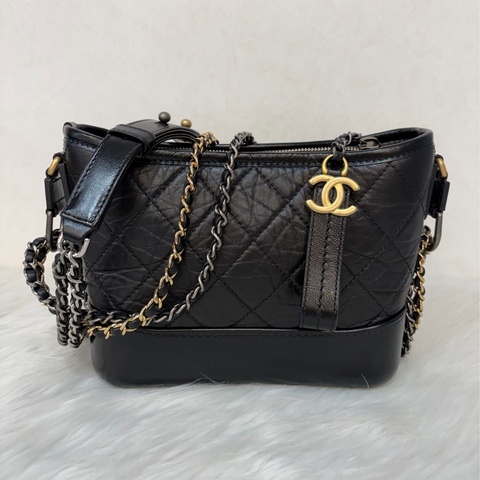 CHANEL A91810 gabrielle HOBO 20公分 黑色小號流浪包 斜背包 斜挎包