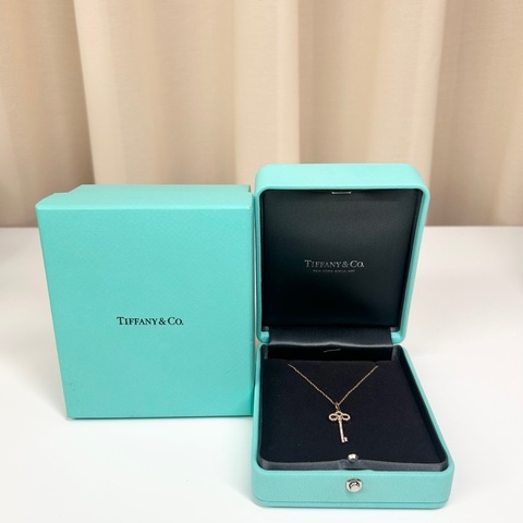 蒂芙尼Tiffany keys 鳶尾花mini鑲鑽玫瑰金鑰匙吊墜項鍊 99新