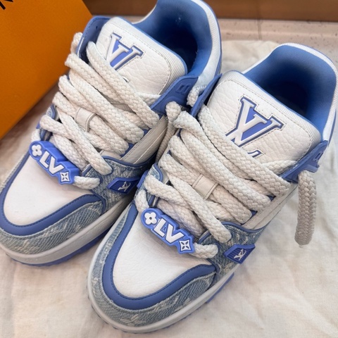 LouisVuitton路易威登 Trainer Maxi 白藍牛仔胖丁休閒鞋 7碼 41