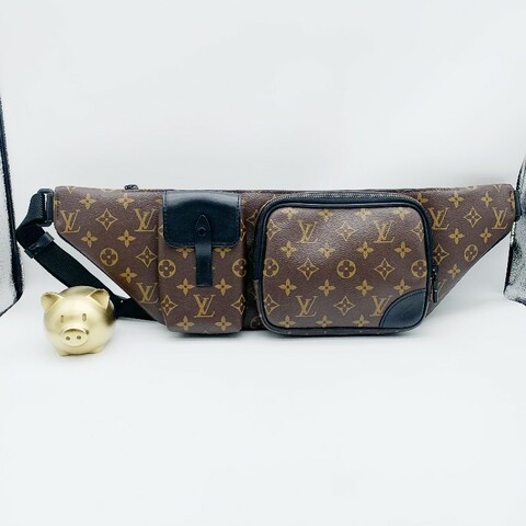lv 路易威登 Christopher老花拼黑色牛皮腰包/胸包