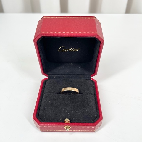 卡地亞Cartier love系列單鑽窄版戒指 18K玫瑰金尺碼：60